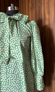 Abstract green neck tieup dress