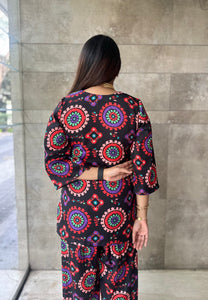 black mandala print coordset