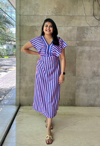Pink And Blue Striped Dress