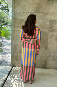 MULTI STRIPPED MAXI DRESS