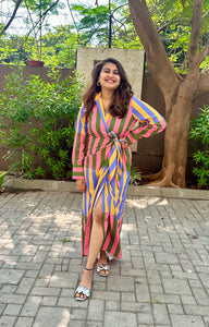 MULTI STRIPPED MAXI DRESS