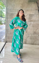 GREEN CAT KAFTAN DRESS