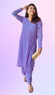 PINK AND BLUE  STRIPPED KURTA SET