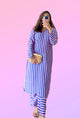 PINK AND BLUE  STRIPPED KURTA SET