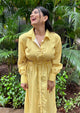 Yellow gingham side cutout dress