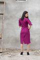 Magenta-Purple Knee Length Dress