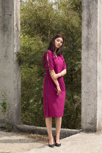 Magenta-Purple Knee Length Dress