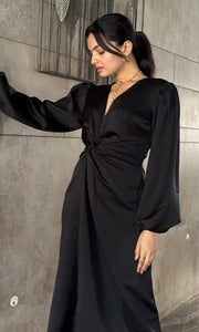Black solid knot dress