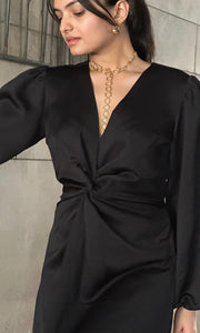 Black solid knot dress